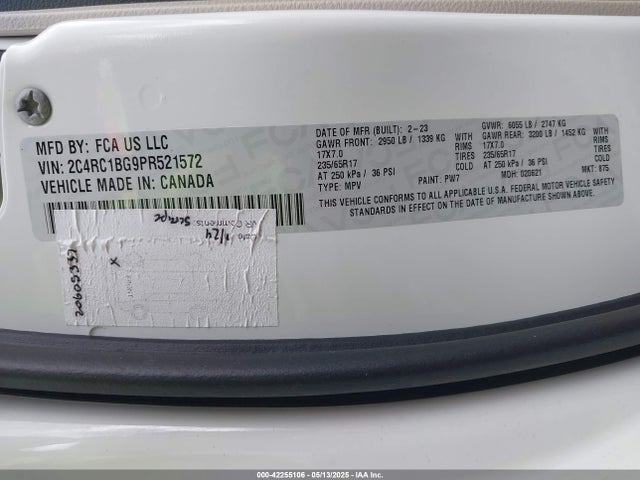2C4RC1BG9PR521572 Chrysler Pacifica Touring L