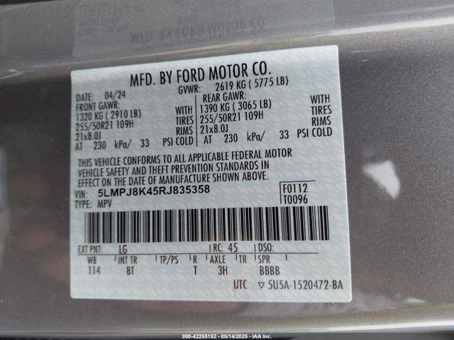 5LMPJ8K45RJ835358 Lincoln gtdi b