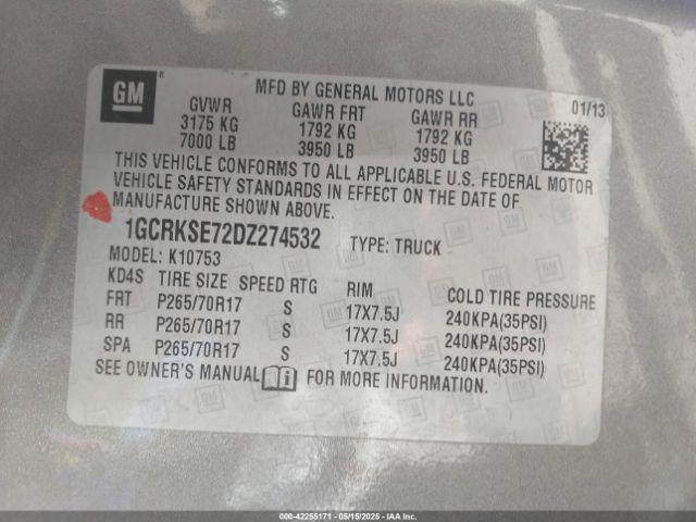 2013 CHEVROLET SILVERADO 1500 1GCRKSE72DZ274532 Photo 8