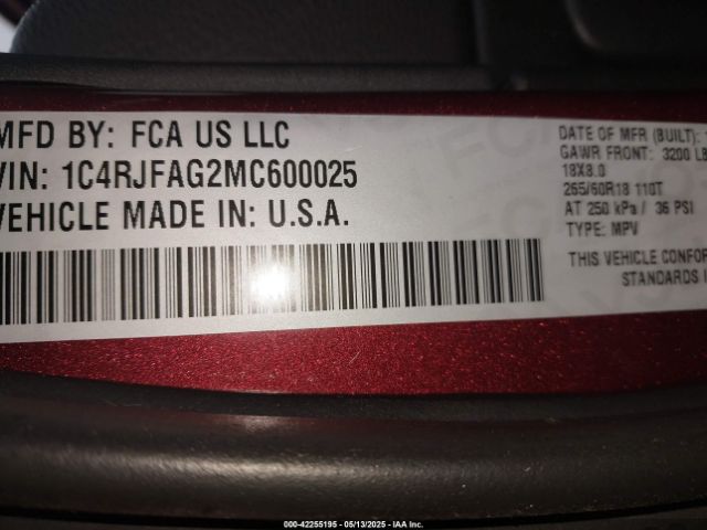 2021 JEEP GRAND CHEROKEE 1C4RJFAG2MC600025 Photo 8