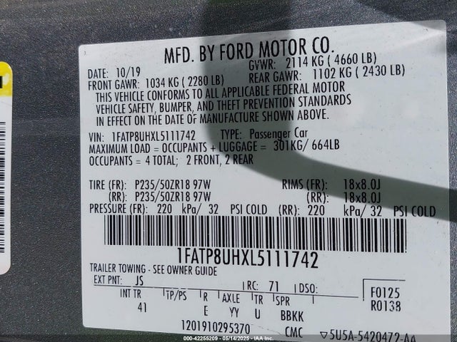 1FATP8UHXL5111742 Ford 2020