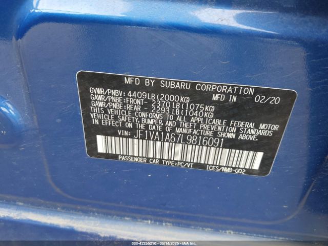 JF1VA1A67L9816091 Subaru WRX
