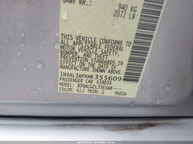 1N4AL3APXHN355609 Nissan Altima 2.5 S