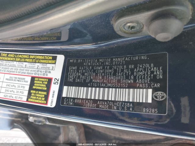 4T1G11AK3MU552152 Toyota CAMRY SE