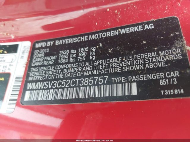 2012 MINI COOPER S WMWSV3C52CT385757 Photo 8