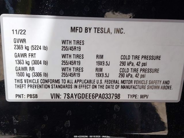 2023 TESLA MODEL Y 7SAYGDEE6PA033798 Photo 8