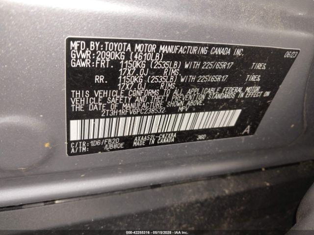 2T3H1RFV6PC238532 Toyota RAV4 LE