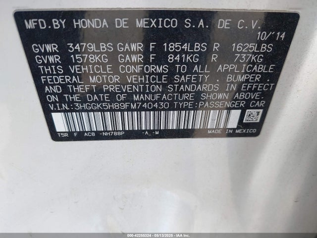 3HGGK5H89FM740430 Honda l15b1