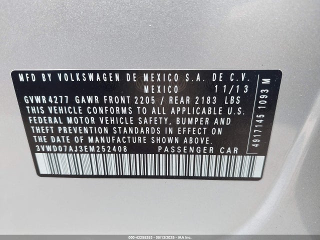 3VWD07AJ3EM252408 Volkswagen Jetta 1.8t Se