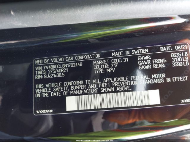 2022 VOLVO XC90 RECHARGE PLUG-IN HYBRID YV4BR0CL8N1792448 Photo 8