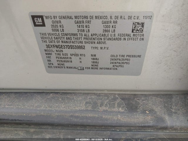 2013 CADILLAC SRX 3GYFNGE37DS539862 Photo 8