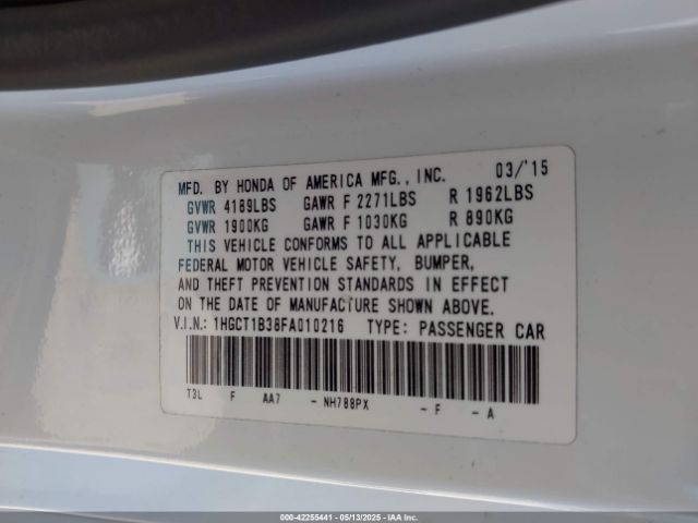 1HGCT1B38FA010216 Honda Accord Lx-s