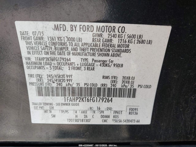 1FAHP2KT6FG179264 Ford 2015