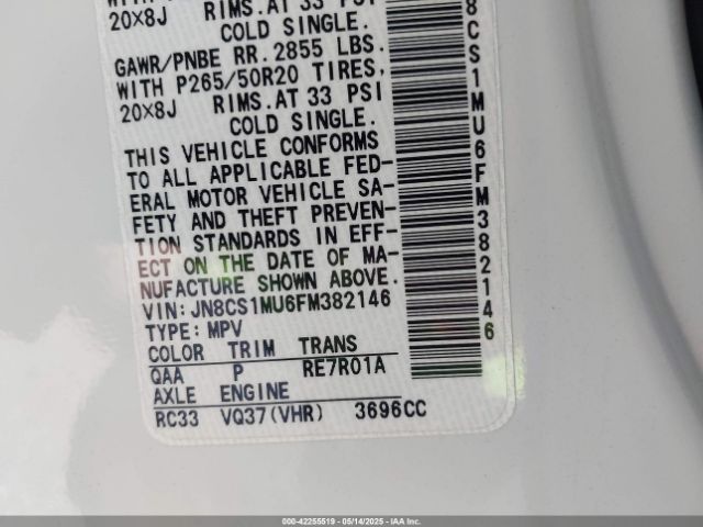 JN8CS1MU6FM382146 Infiniti QX70