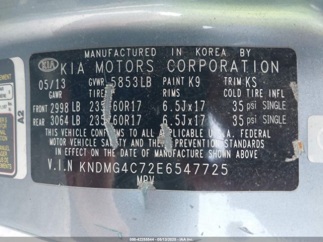 KNDMG4C72E6547725 KIA SEDONA LX