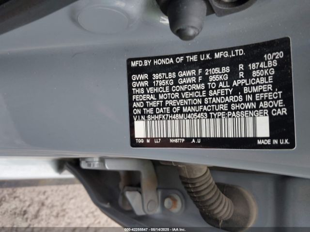 SHHFK7H48MU405453 Honda Civic Sport
