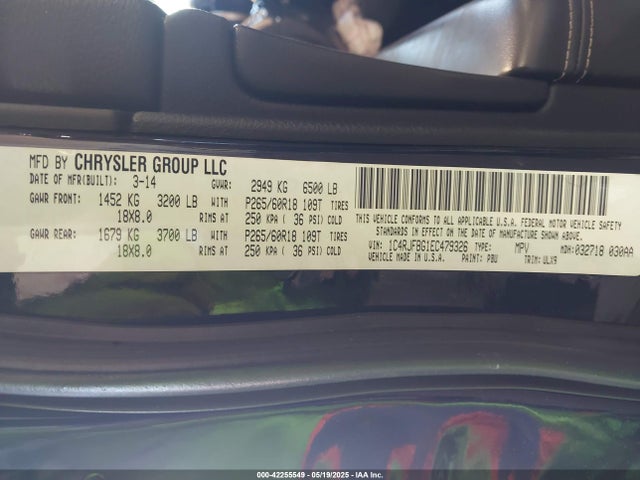 1C4RJFBG1EC479326 Jeep Grand Cherokee Limited