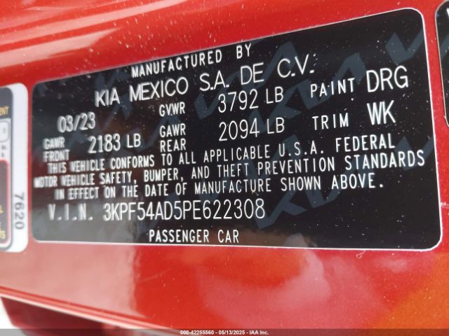 3KPF54AD5PE622308 KIA mpi nu