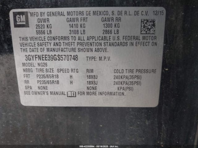 3GYFNEE39GS570748 Cadillac lfx - sidi, vvt, e85 max, aluminum