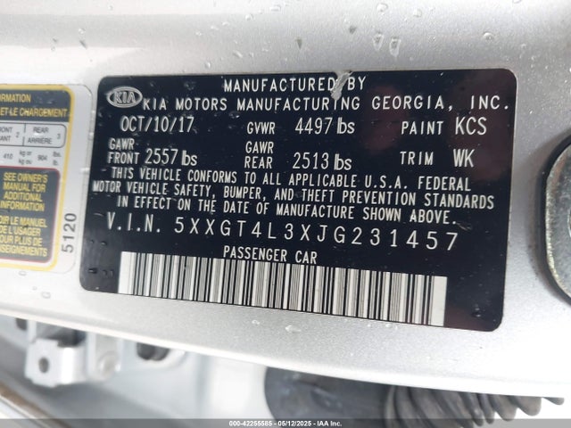 5XXGT4L3XJG231457 KIA Optima Lx