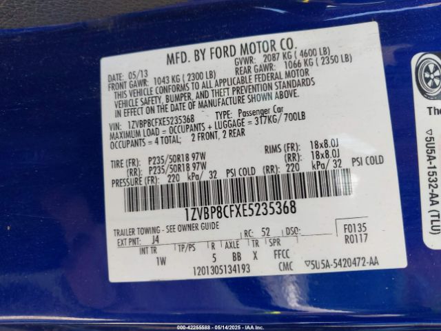 1ZVBP8CFXE5235368 Ford MUSTANG GT