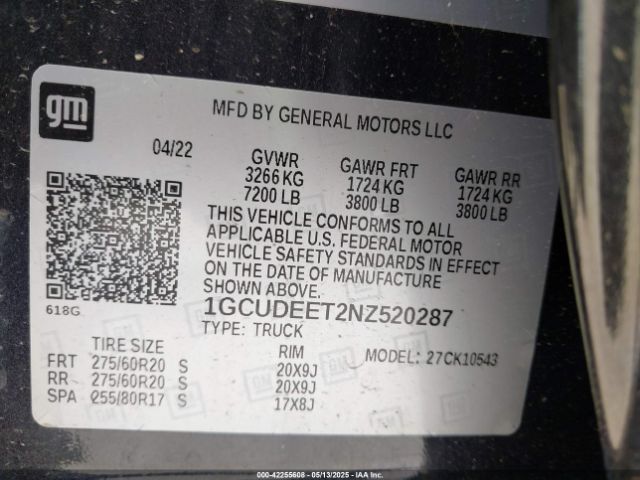 2022 CHEVROLET SILVERADO 1500 1GCUDEET2NZ520287 Photo 8