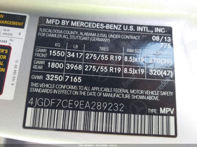 4JGDF7CE9EA289232 Mercedes-Benz Gl 450 4matic