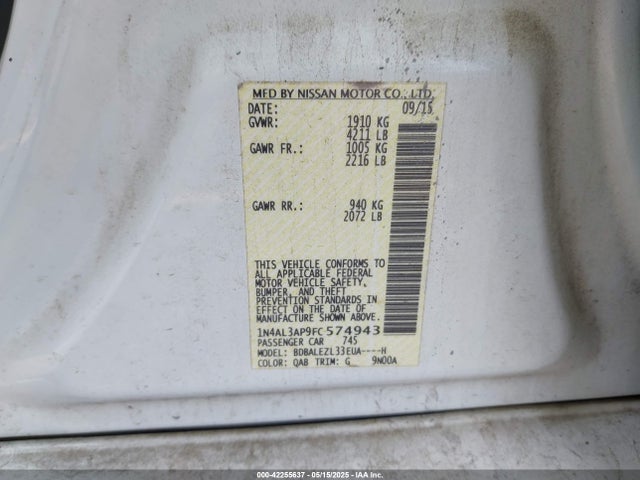 1N4AL3AP9FC574943 Nissan Altima 2.5 S