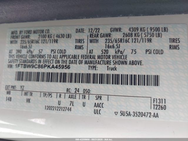 1FTBW9C86PKA45956 Ford Transit-350