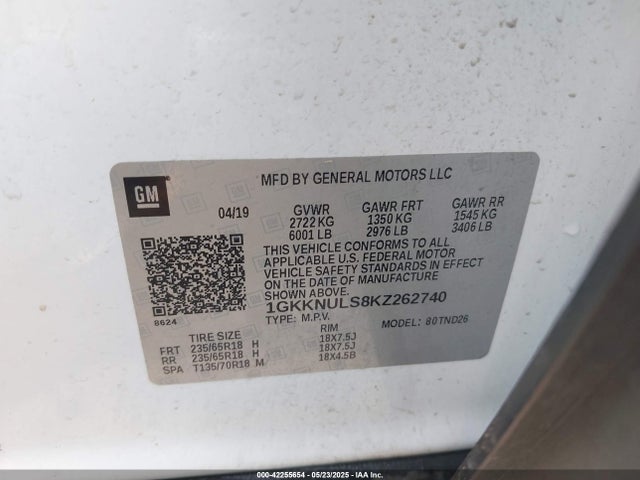 1GKKNULS8KZ262740 GMC Acadia Slt-1