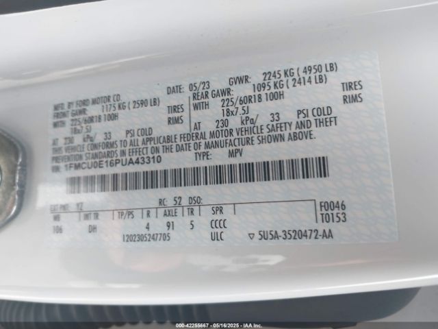 2023 FORD ESCAPE 1FMCU0E16PUA43310 Photo 8