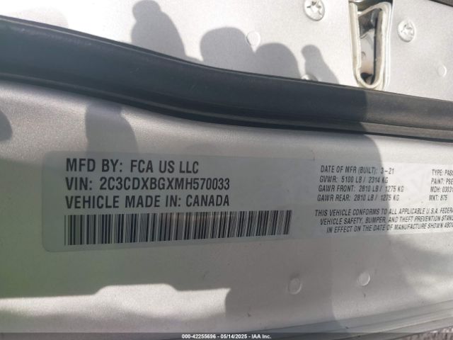 2C3CDXBGXMH570033 Dodge Charger Sxt Rwd