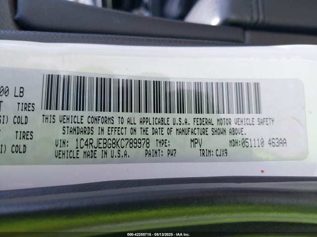 1C4RJEBG8KC789978 Jeep Grand Cherokee
