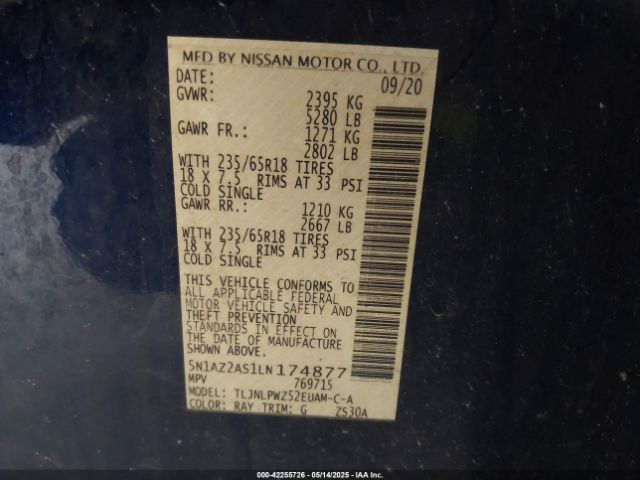 2020 NISSAN MURANO 5N1AZ2AS1LN174877 Photo 8
