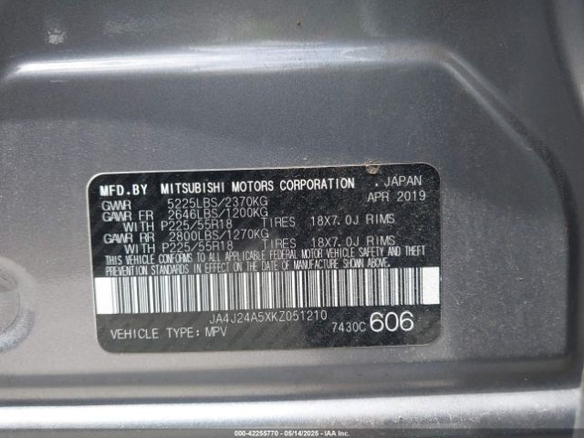 2019 MITSUBISHI OUTLANDER PHEV JA4J24A5XKZ051210 Photo 8