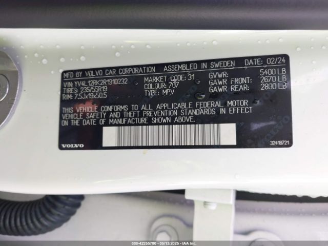 2024 VOLVO XC60 YV4L12RK2R1910232 Photo 8