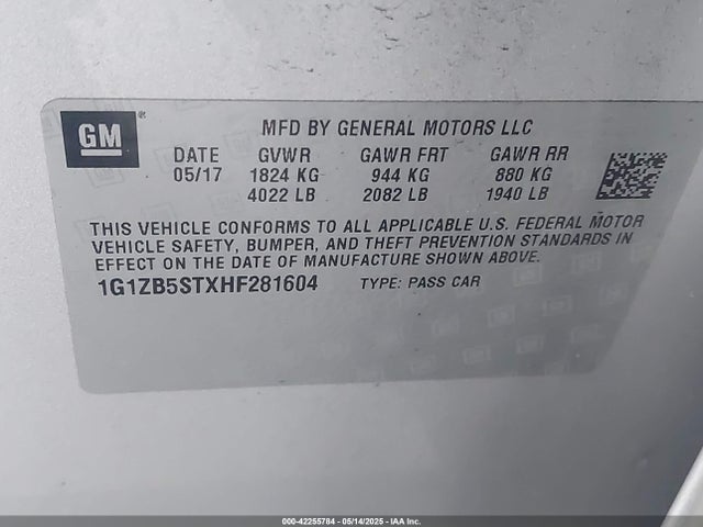 1G1ZB5STXHF281604 Chevrolet MALIBU LS