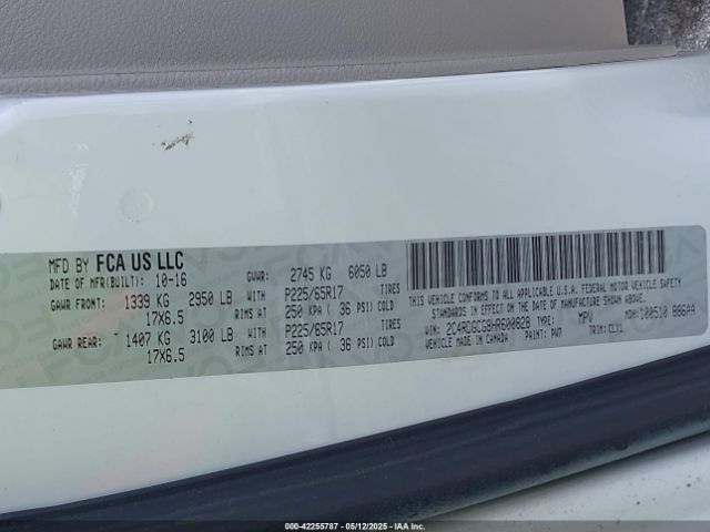 2C4RDGCG8HR600828 Dodge Grand Caravan Sxt