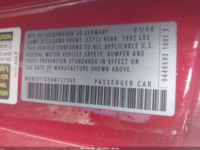 2006 VOLKSWAGEN GTI WVWEV71K56W127350 Photo 8