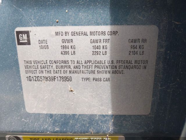 2009 CHEVROLET MALIBU 1G1ZG57B39F178950 Photo 8