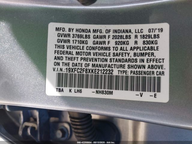 19XFC2F8XKE212232 Honda k20c2