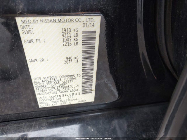 Nissan Altima 2.5 S 2014 1N4AL3AP1EN365893 Image 9