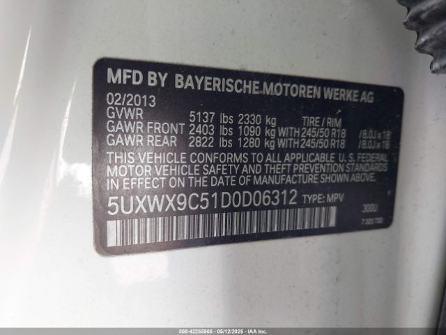 2013 BMW X3 5UXWX9C51D0D06312 Photo 8