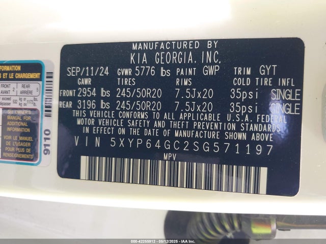 5XYP64GC2SG571197 KIA gdi lambda ii