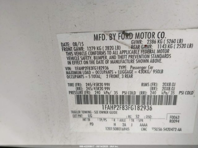1FAHP2F83FG182936 Ford Taurus Limited