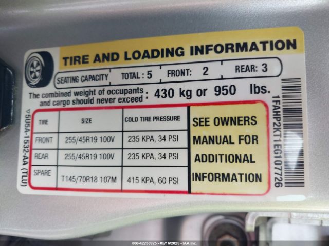 1FAHP2KT1EG107726 Ford TAURUS SHO