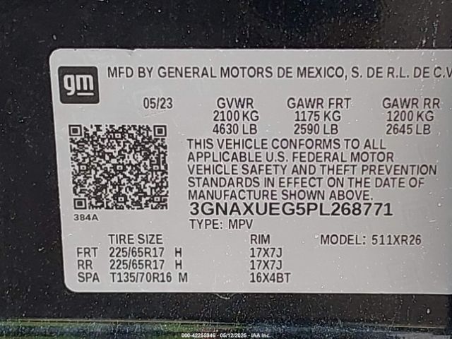 3GNAXUEG5PL268771 Chevrolet Equinox Awd Lt