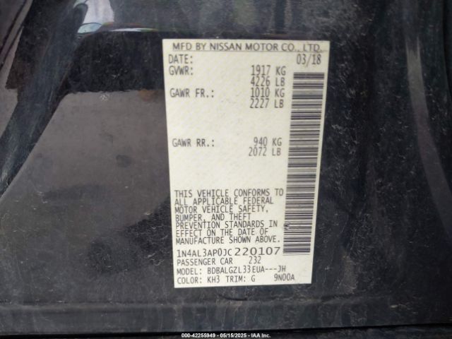 2018 NISSAN ALTIMA 1N4AL3AP0JC220107 Photo 8