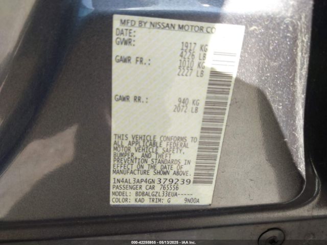 1N4AL3AP4GN379239 Nissan Altima 2.5 S