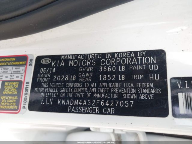KNADM4A32F6427057 KIA RIO LX